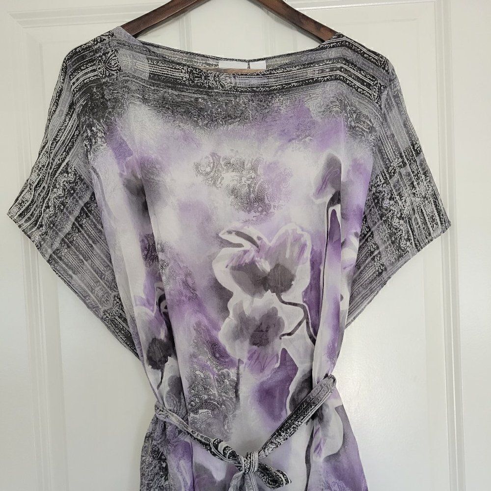 Chico's floral poncho 100% silk size 2